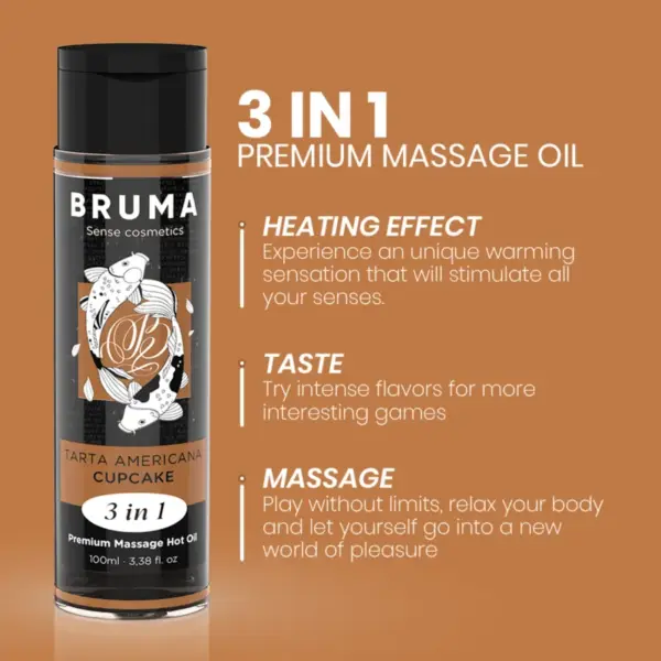 Bruma - Aceite de Masaje Premium Efecto Calor Sabor Tarta Americana 100 ml - Imagen 4