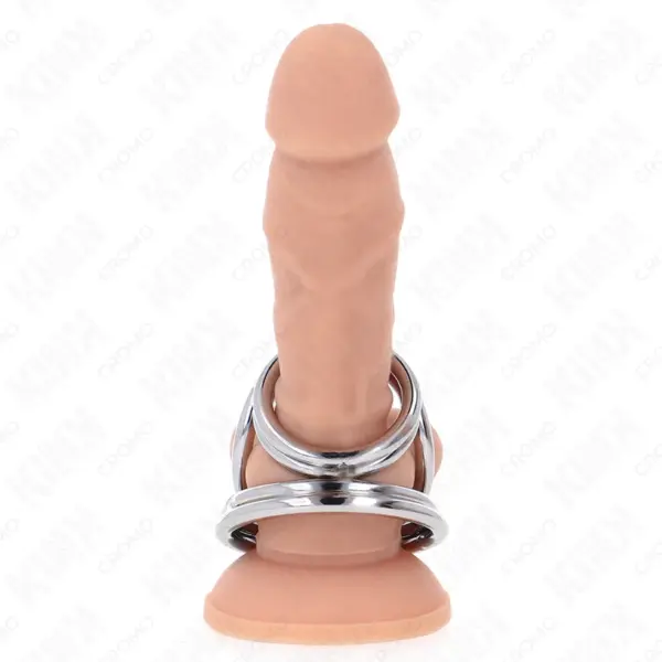 KINK - Anillo Pene Triple Metal Cromado 3.8 cm a 5 cm Modelo 1 - Imagen 2