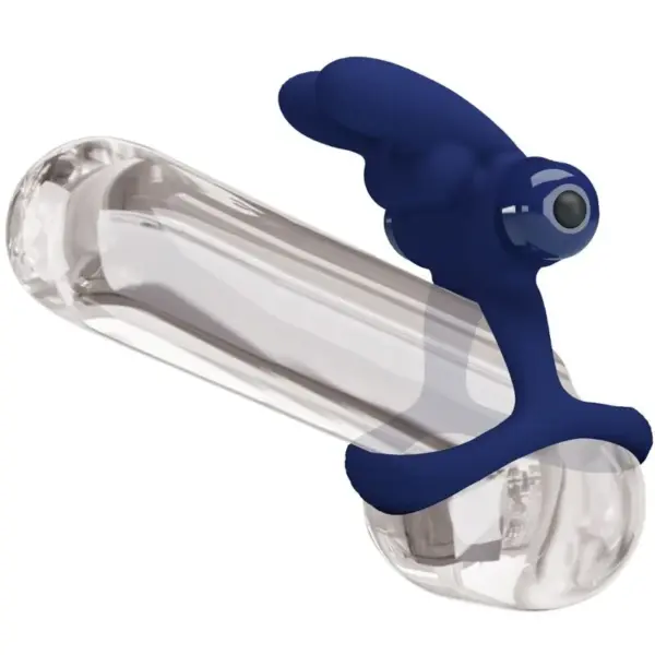 Pretty Love - Vibrador rabbit con doble anillo azul - Imagen 6