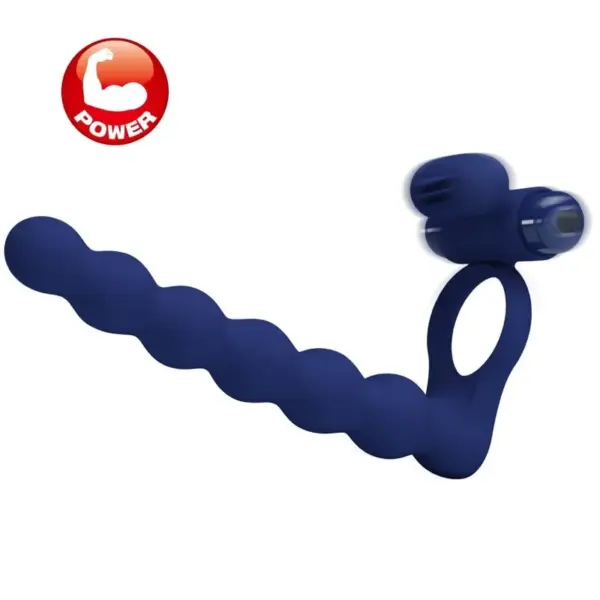 Pretty Love - Anillo Vibrador con Plug Azul para Placer Prolongado - Imagen 6