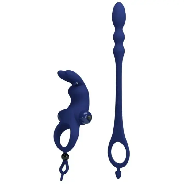 Pretty Love - Anillo vibrador rabbit con plug azul - Imagen 5