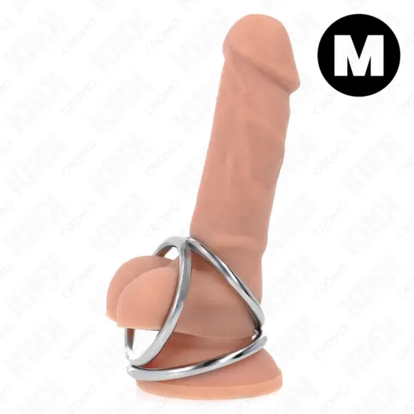 KINK - Anillo Pene Triple de Metal Cromado para Experiencias BDSM Intensas