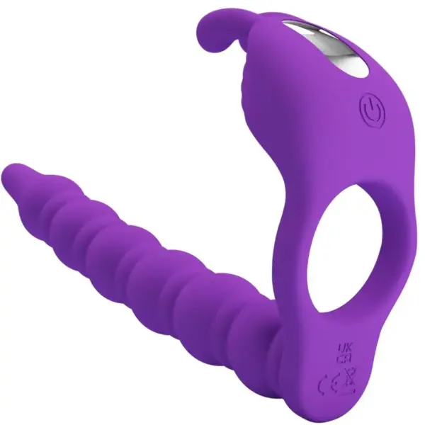 Pretty Love - Anillo Pene con Plug Vibrador Lila