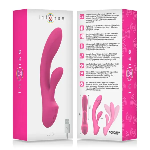 Intense - Vibrador rabbit de silicona líquida rosa - Imagen 8