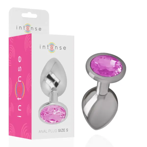 INTENSE - Plug anal metal aluminio con cristal rosa talla S - Imagen 2