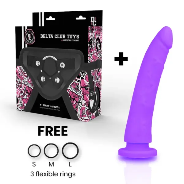 DELTA CLUB - Arnés + Dildo Lila Silicona Médica 17 cm -O- 3 cm - Imagen 2