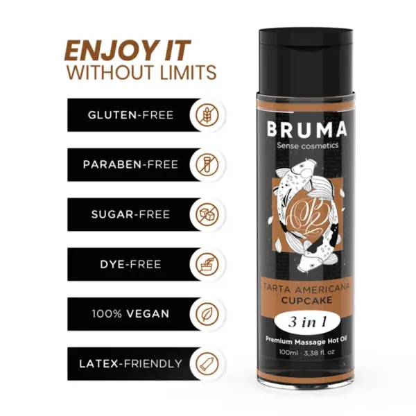 Bruma - Aceite de Masaje Premium Efecto Calor Sabor Tarta Americana 100 ml - Imagen 3