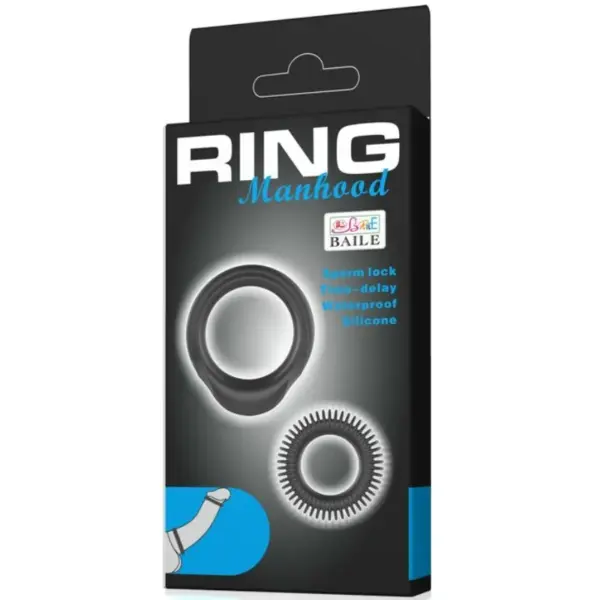 BAILE - KIT 2 ANILLOS SILICONA RING MANHOOD - Imagen 6