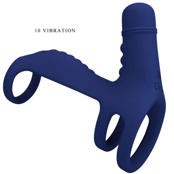 Pretty Love - Elish Anillo Vibrador con Extensión Azul - Imagen 7