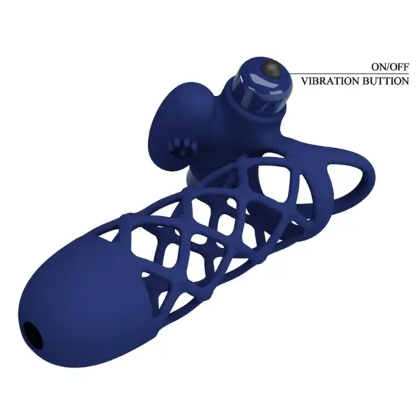 Pretty Love - Giann Anillo Vibrador con Funda de Silicona Azul - Imagen 5