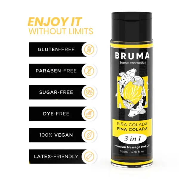 Bruma - Aceite de Masaje Premium Efecto Calor Sabor Piña Colada 3 en 1 - Imagen 3