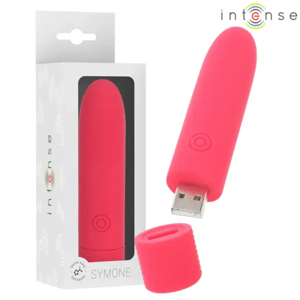 INTENSE - Bala vibradora recargable por USB con 8 vibraciones rojas