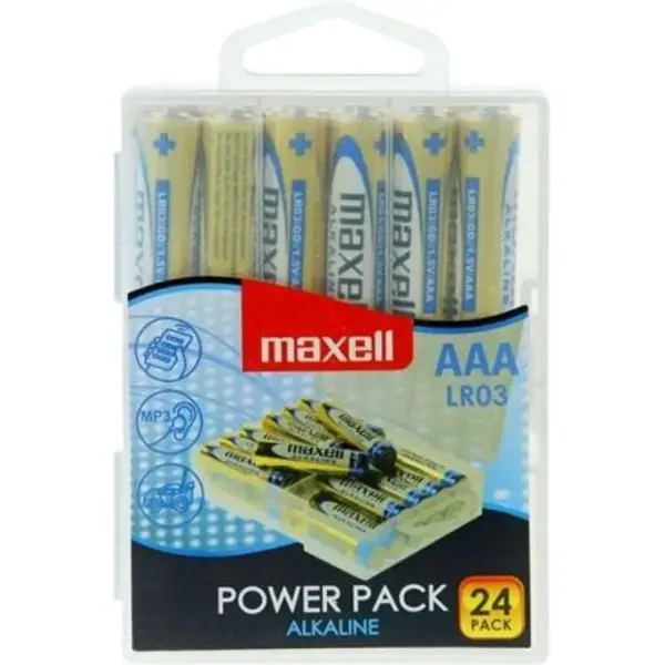 MAXELL - Pila Alcalina AAA LR03 Pack de 24 Pilas