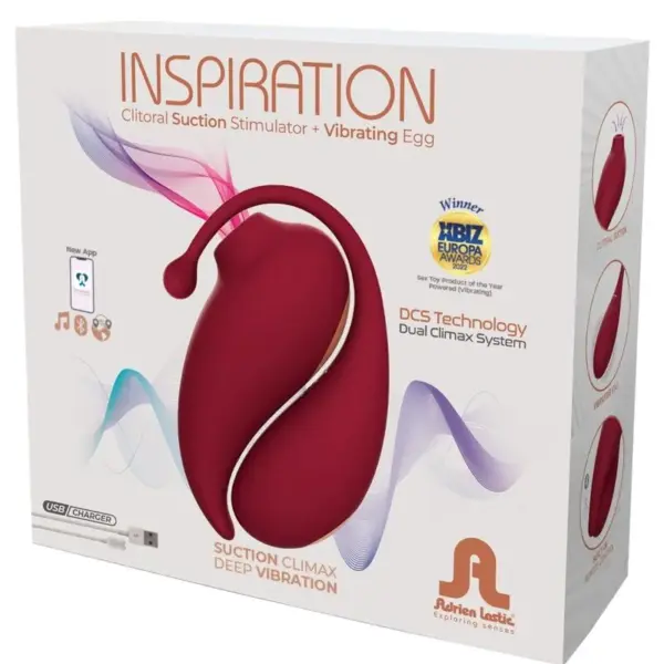 ADRIEN LASTIC - Inspiration Succionador Clítoris + Huevo Vibrador Rojo - App Gratuita - Imagen 9