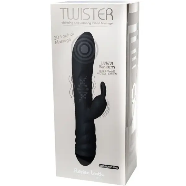 ADRIEN LASTIC - Twister Masajeador Vibrador y Rotador Rabbit Negro - Imagen 6