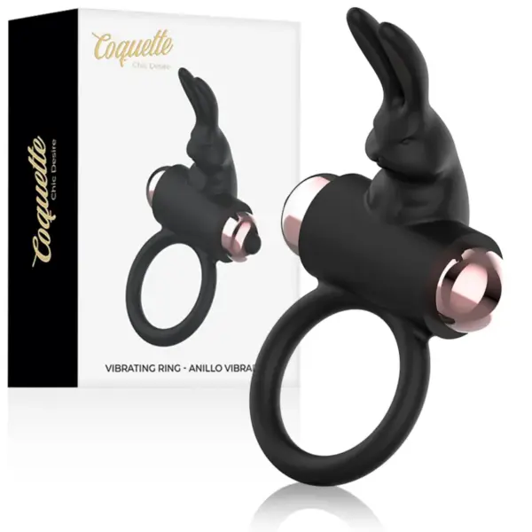 Coquette Chic Desire - Anillo Vibrador Negro/Gold para Placer Compartido