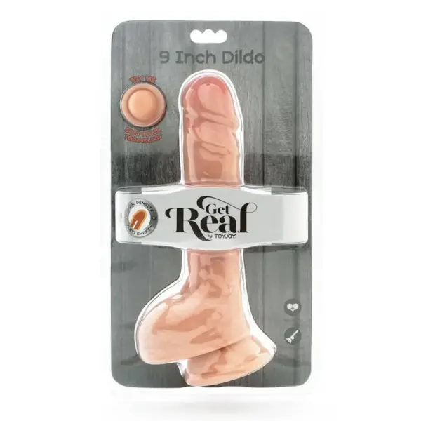 GET REAL - DUAL DENSITY DILDO 25,5 CM CON TESTICULOS NATURAL - Imagen 3