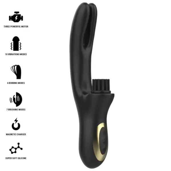 IBIZA - Vibrador Hi-Tech Rabbit con Doble Clamping Negro