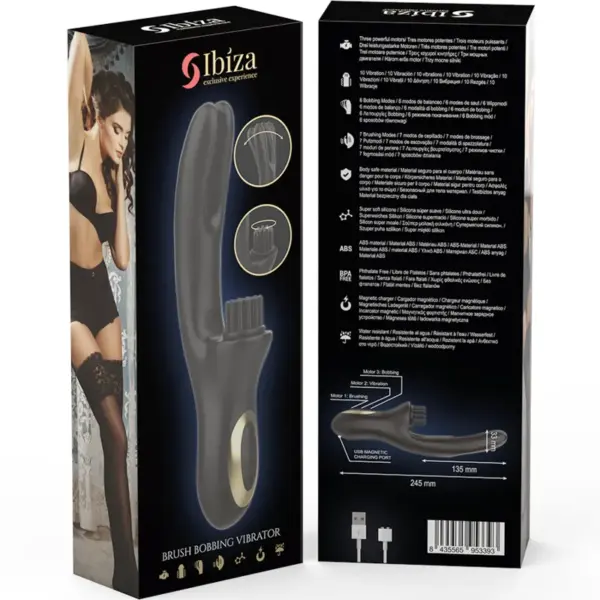 IBIZA - Vibrador Hi-Tech Rabbit con Doble Clamping Negro - Imagen 7