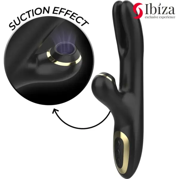 Ibiza - Vibrador Hi-Tech Rabbit por Ondas Clitoriales y Doble Clamping Negro - Imagen 4