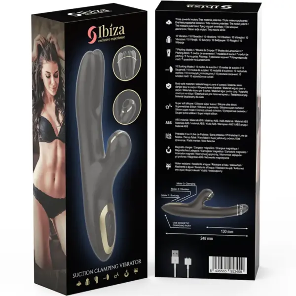 Ibiza - Vibrador Hi-Tech Rabbit por Ondas Clitoriales y Doble Clamping Negro - Imagen 7