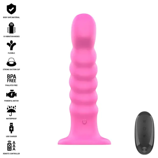 INTENSE - Vibrador CINDY Talla L Diseño Espiral 10 Vibraciones Rosa Control Remoto - Imagen 7