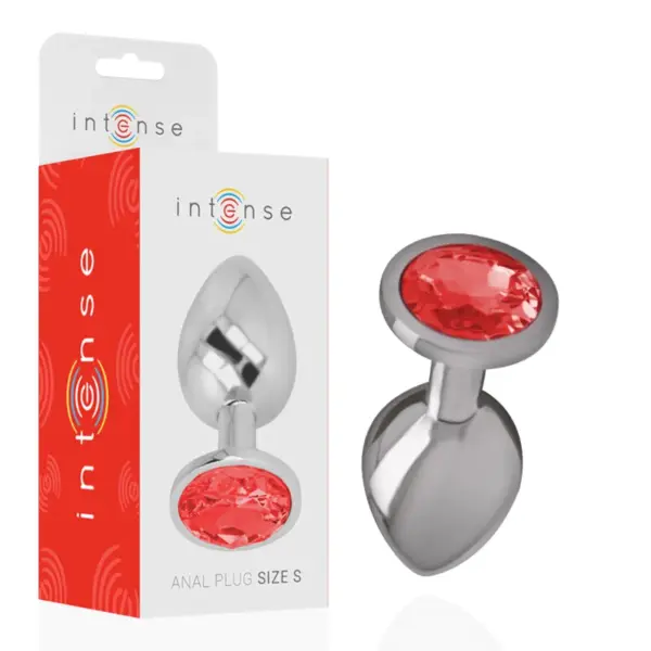 INTENSE - Plug Anal Metal Aluminio con Cristal Rojo Talla S - Imagen 2