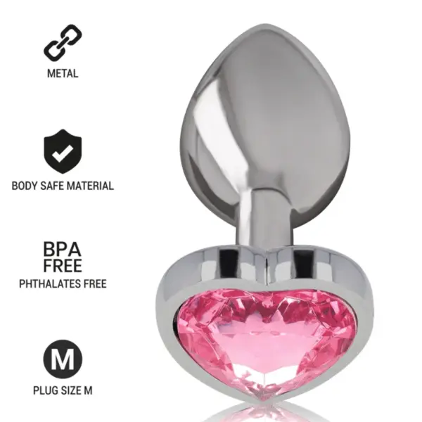 INTENSE - Plug Anal Metal Aluminio Corazón Rosa Talla M - Imagen 7