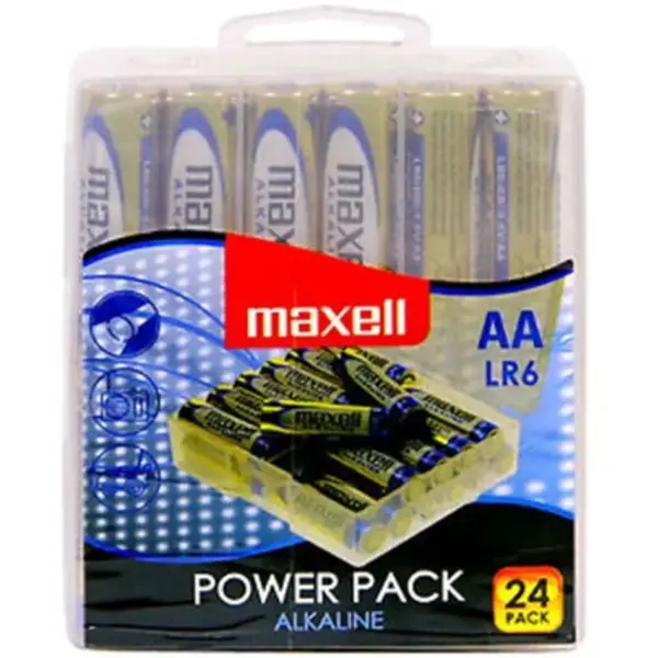 Maxell - Pack de 24 pilas alcalinas AA LR6 para tus dispositivos