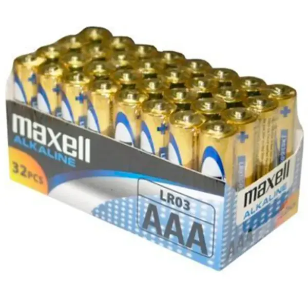 MAXELL - Pila Alcalina AAA LR03 Pack de 32 Pilas para tus Dispositivos Electrónicos