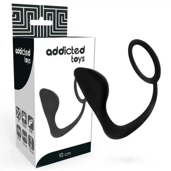 ADDICTED TOYS - Plug anal con anillo pene negro para un placer ilimitado