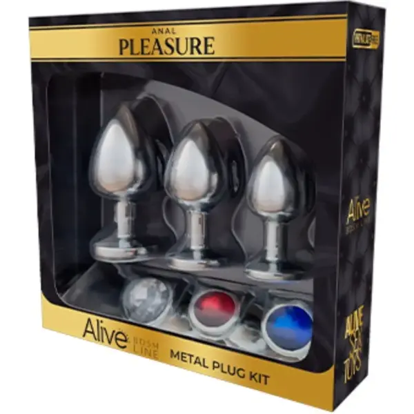 ALIVE - Kit de Plugs Anales Metálicos con Diamante Brillante - Imagen 2