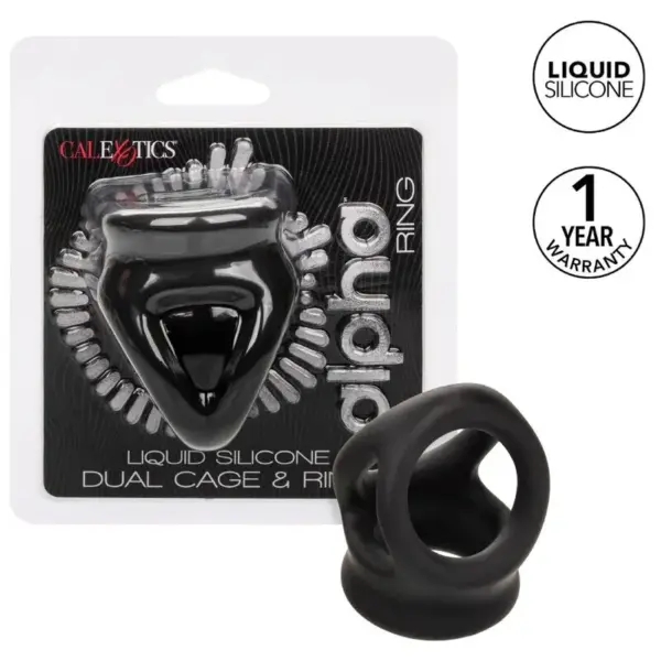 CalExotics - Alpha Anillo de Jaula Doble Negro para Placer Masculino