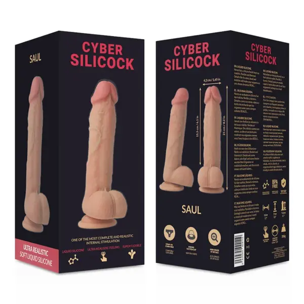 CYBER SILICOCK - Dildo Realístico Saul de Silicona Líquida 21 cm - Imagen 6