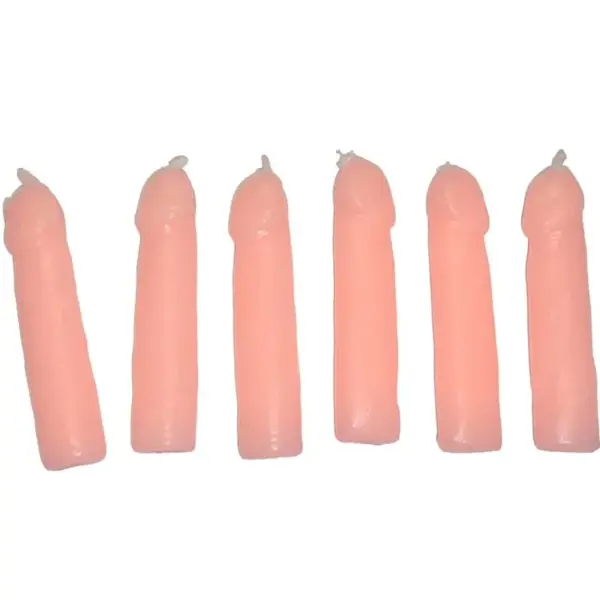 DIABLO PICANTE - Set de 6 Velas en Forma de Pene Carne para Celebraciones Divertidas