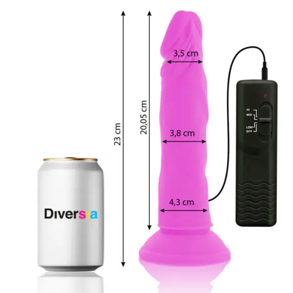 DIVERSIA - Dildo Flexible con Vibración Lila de 23 cm y 4.3 cm de Diámetro - Imagen 2