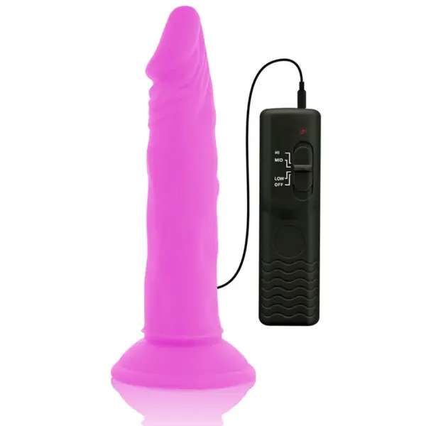 DIVERSIA - Dildo Flexible con Vibración Lila de 23 cm y 4.3 cm de Diámetro - Imagen 4