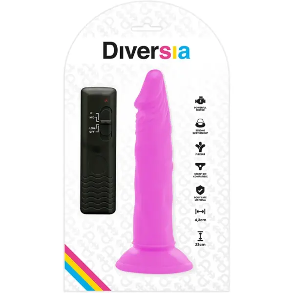 DIVERSIA - Dildo Flexible con Vibración Lila de 23 cm y 4.3 cm de Diámetro - Imagen 7