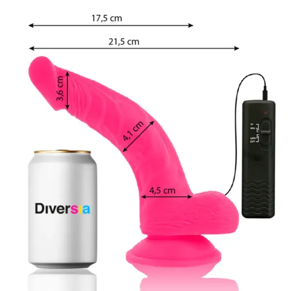 DIVERSIA - Dildo flexible con vibración rosa 21.5 cm -O- 4.5 cm - Imagen 2