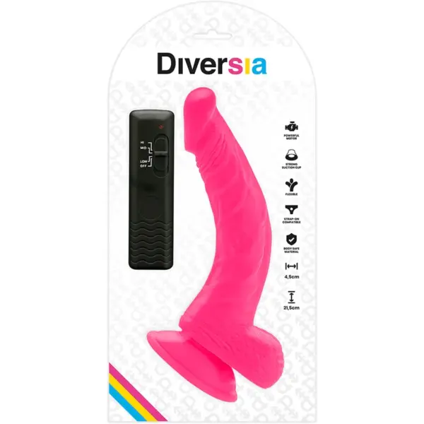 DIVERSIA - Dildo flexible con vibración rosa 21.5 cm -O- 4.5 cm - Imagen 6