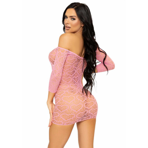 LEG AVENUE - MINI VESTIDO HEART NET TALLA ÚNICA - ROSA - Imagen 2