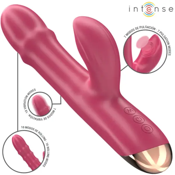 INTENSE - Vibrador multifunción 3 en 1 rojo CHLOE - Imagen 2