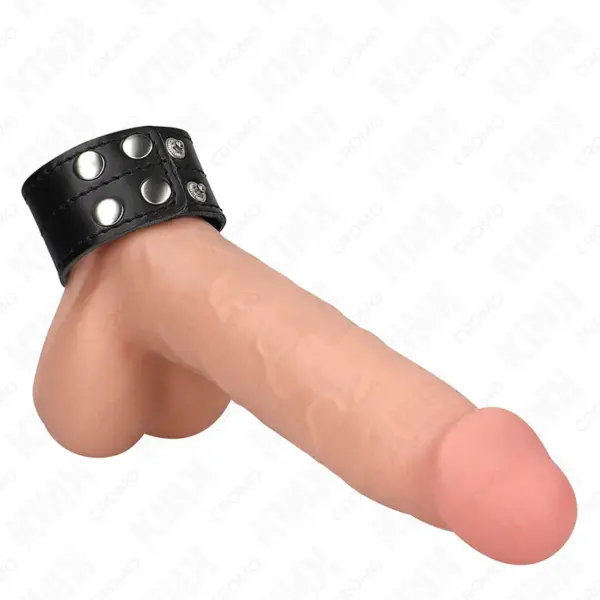 KINK - Anillo Pene Cuero con Cierre a Presión 18.5 x 3.3 cm - Placer y Control - Imagen 2