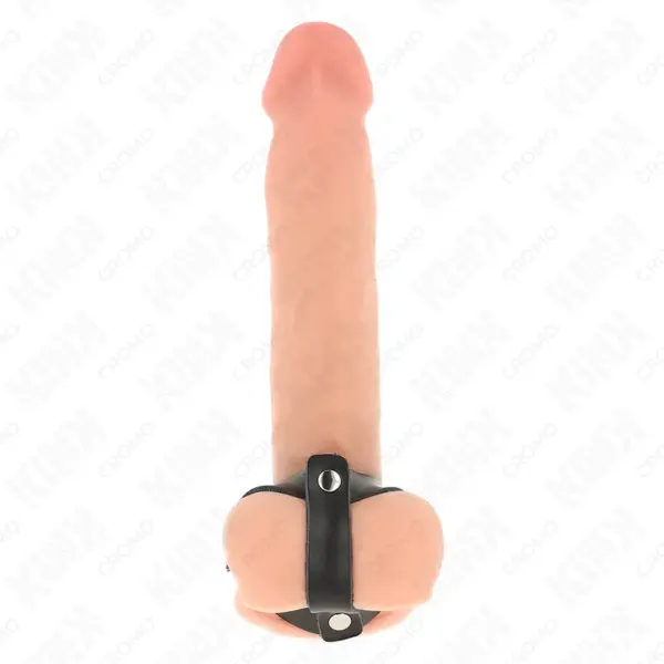 KINK - Anillo pene y correa divisora de bolas cuero ajustable - Imagen 3