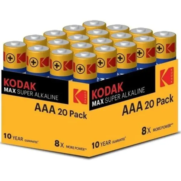 KODAK - MAX PILA ALCALINA AAA LR03 PACK*20 PILAS: Energía Confiable para Todos tus Dispositivos