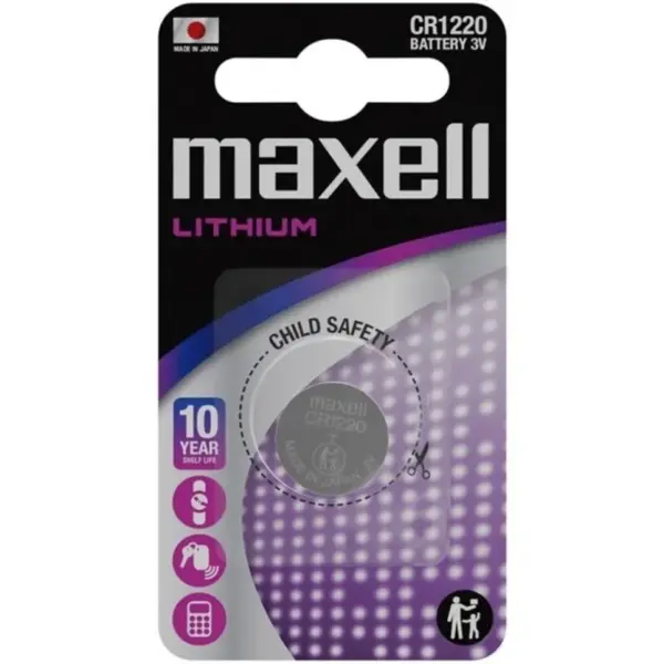 Maxell - Pila botón de litio CR1220 3V para tus dispositivos