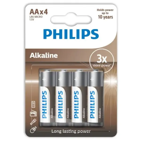 PHILIPS - Pila AA Alcalina LR6 Blister de 4 Unidades