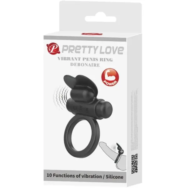 Pretty Love - Anillo vibrador conejo 10 vibraciones negro - Imagen 7