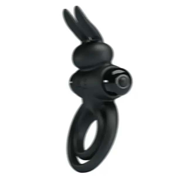 Pretty Love - Anillo Vibrador III Conejo para Pene Negro - Imagen 5