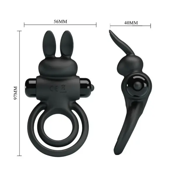 Pretty Love - Anillo Vibrador III Conejo para Pene Negro - Imagen 6